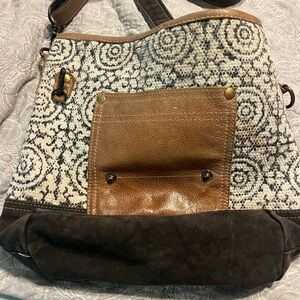 Myra Bag Black and Brown Patterned Shoulder Bag
